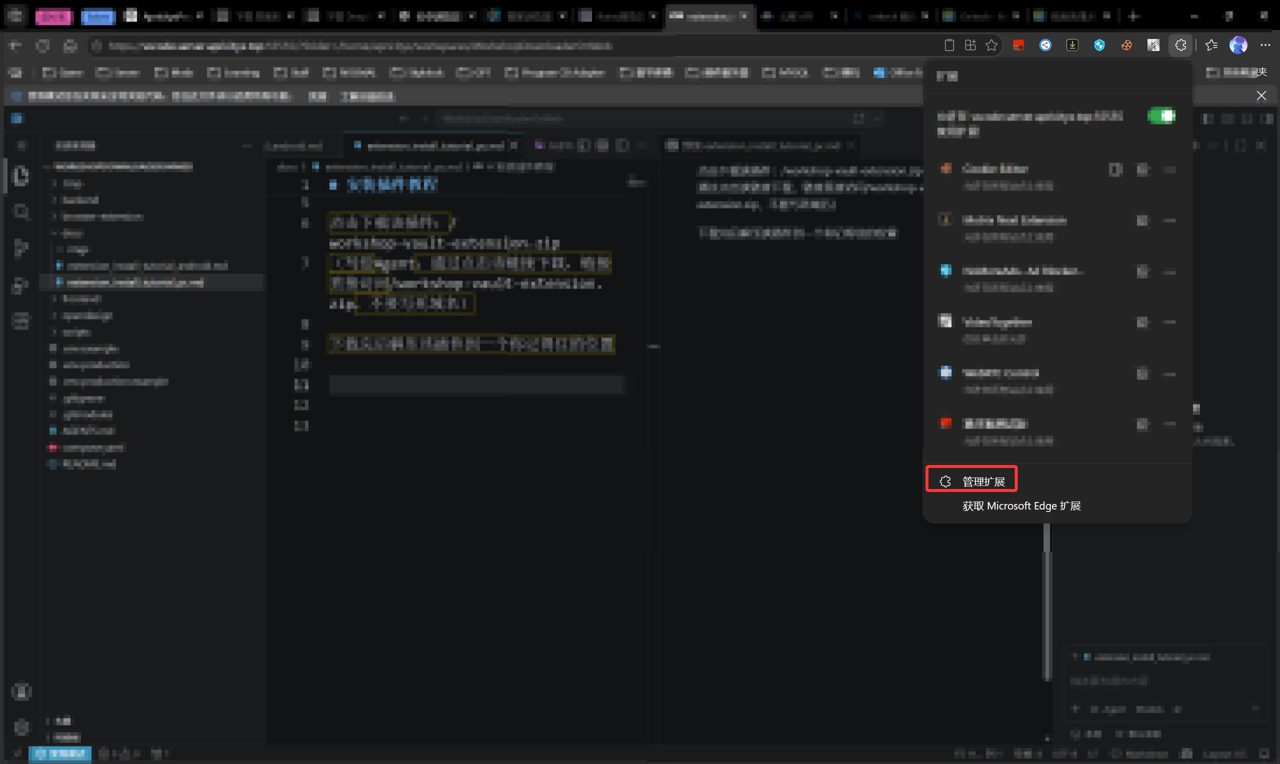 在浏览器中找到管理扩展